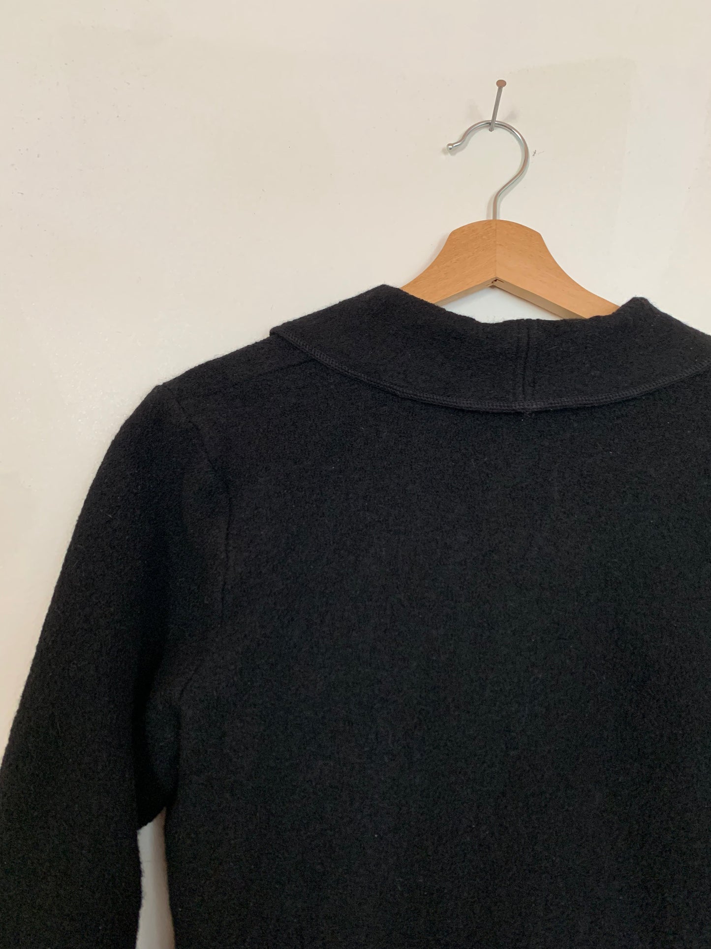 Boiled wool tie front cardigan