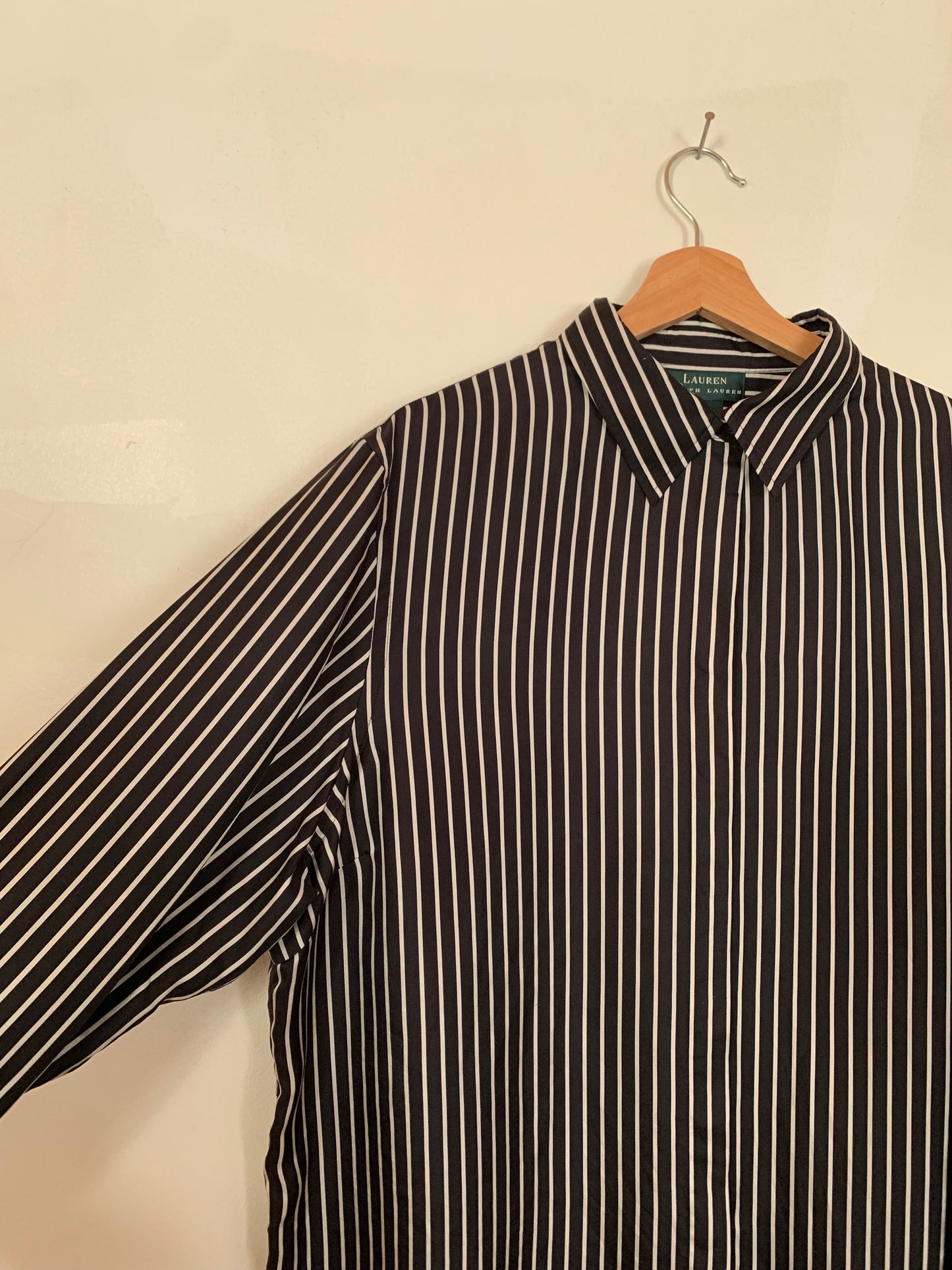 Long-sleeved silk button-up blouse